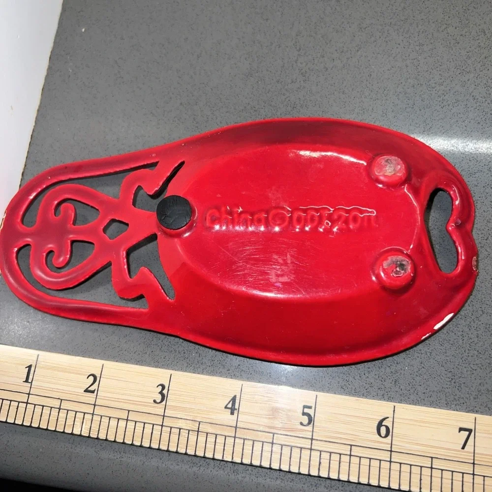 Vintage Cast  Iron Red Spoon Rest Hearts